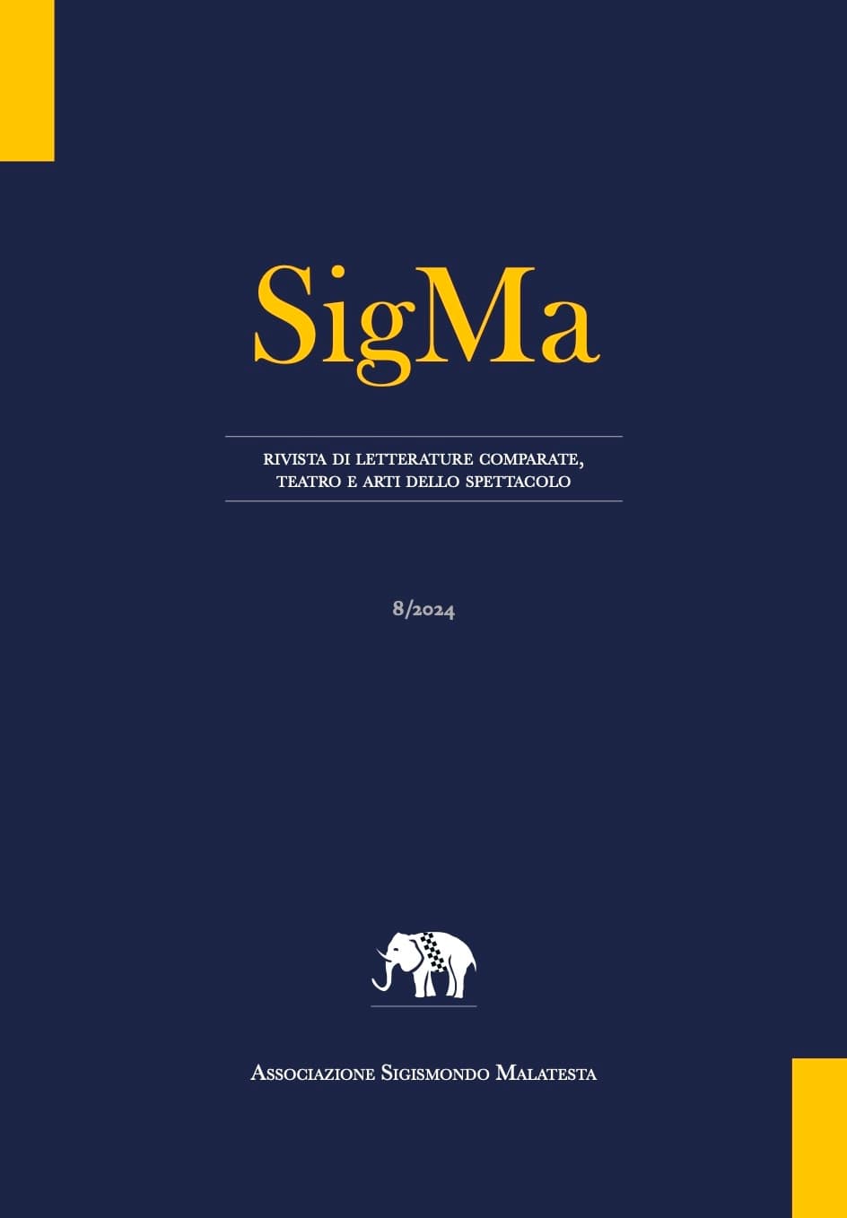 Copertina del fascicolo n. 8 (2024) di SigMa. Rivista di Letterature comparate, Teatro e Arti dello spettacolo