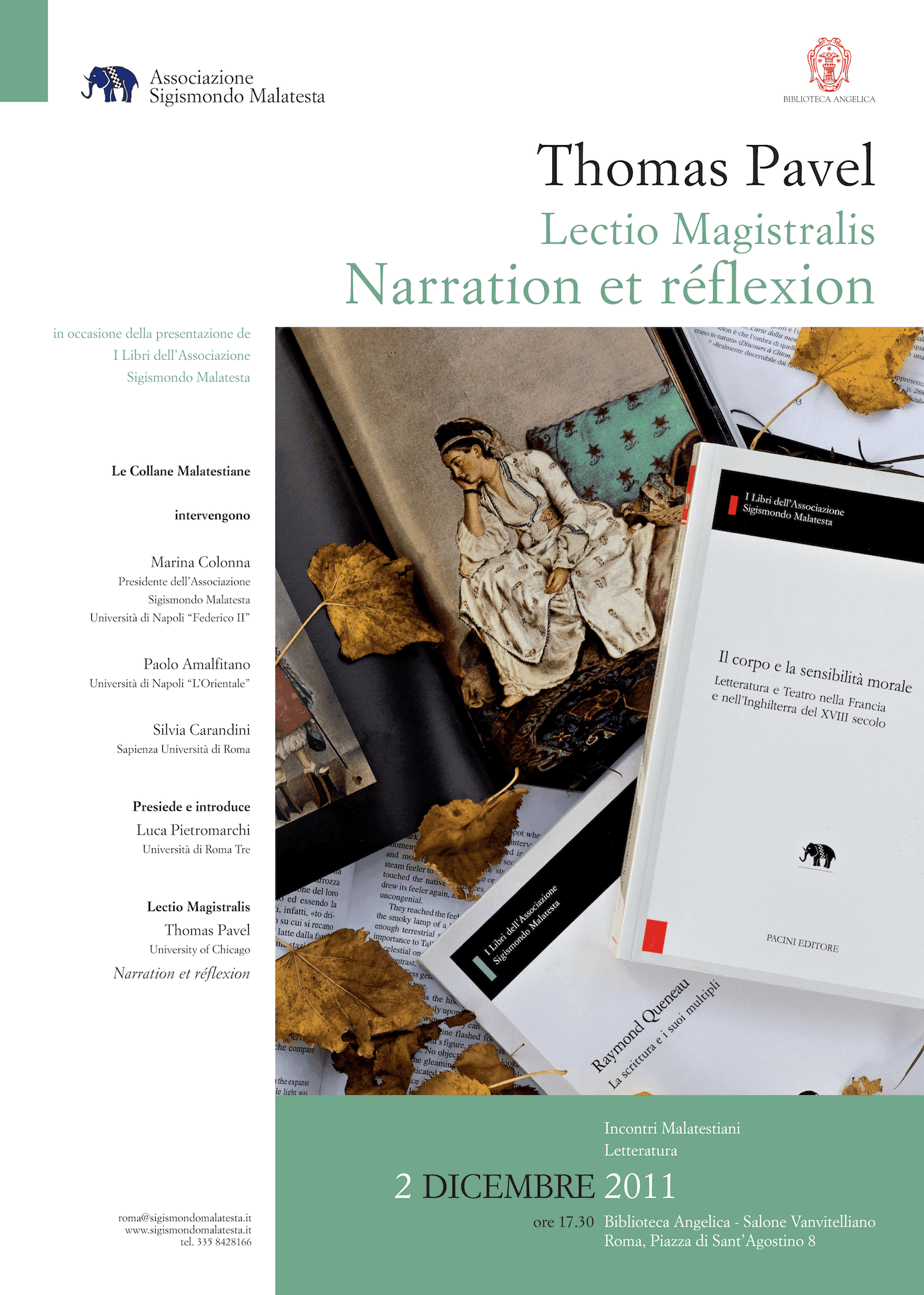 Manifesto della Lectio magistralis Thomas Pavel, “Narration et réflexion”